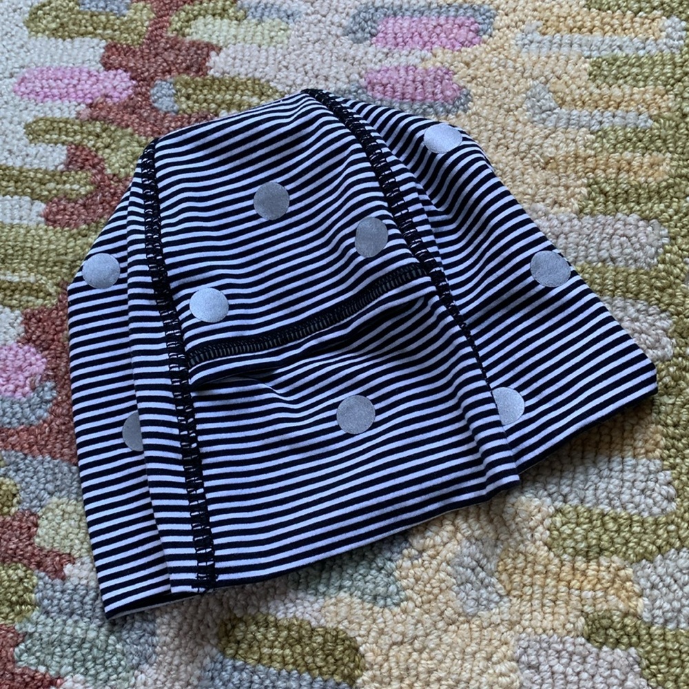 🍦HOST PICK🍦Lululemon Run + Done Toque Hat Reflective Mini Pop Stripe Black/White